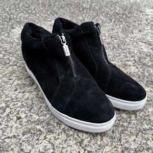 Blondo Women's 9.5 M Black Glenda Wedge Sneaker Leather Suede Zipper Waterproof